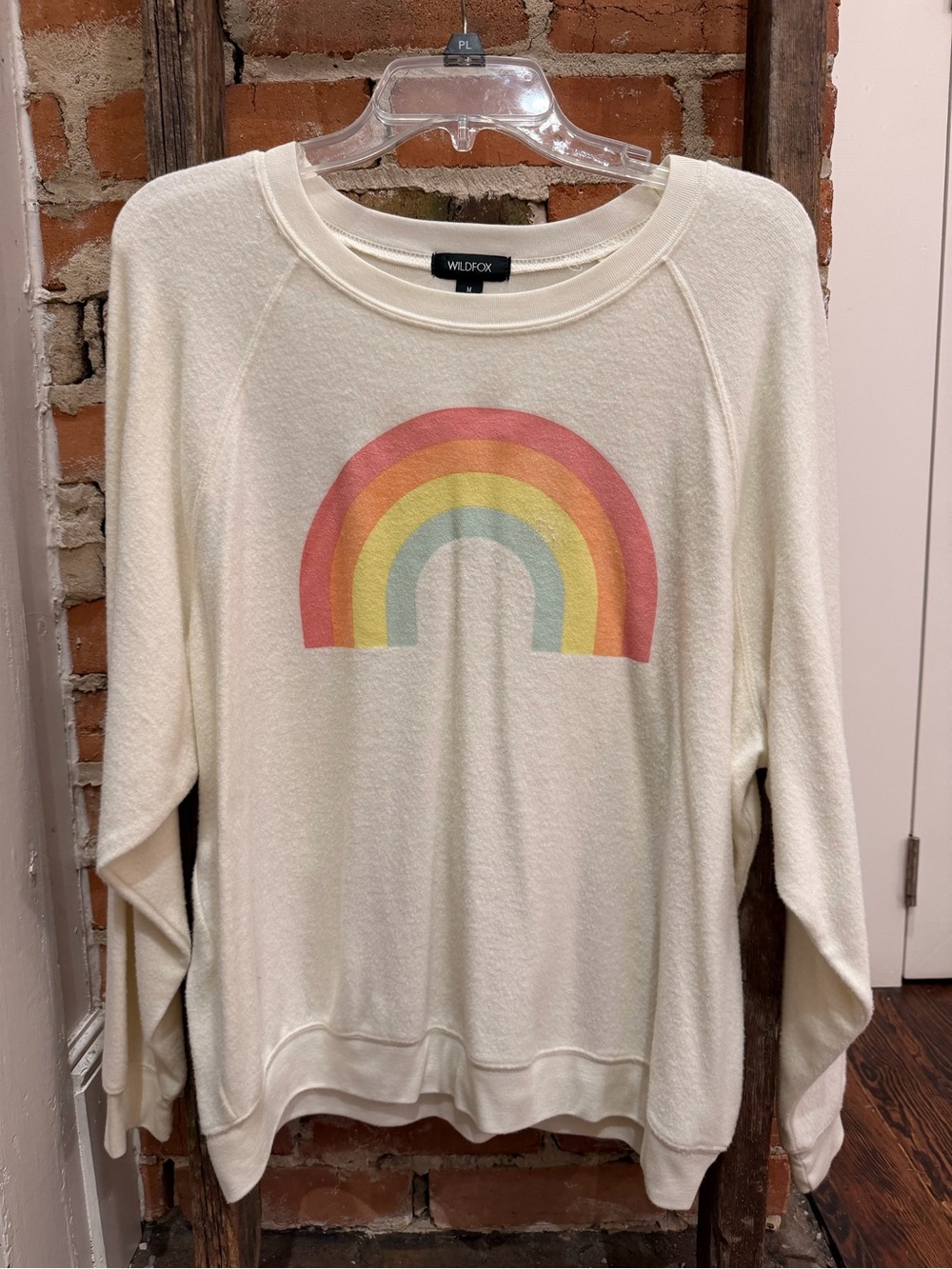 Wildfox Cream Pastel Rainbow Crewneck Sweatshirt